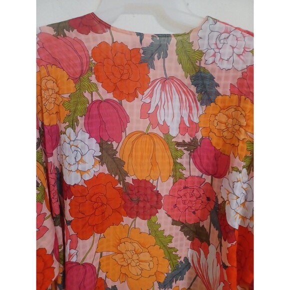 Trina Turk Sunny Bloom Floral Kimono Womens S/M Swim Coverup Tunic Pink Robe - Picture 9 of 9